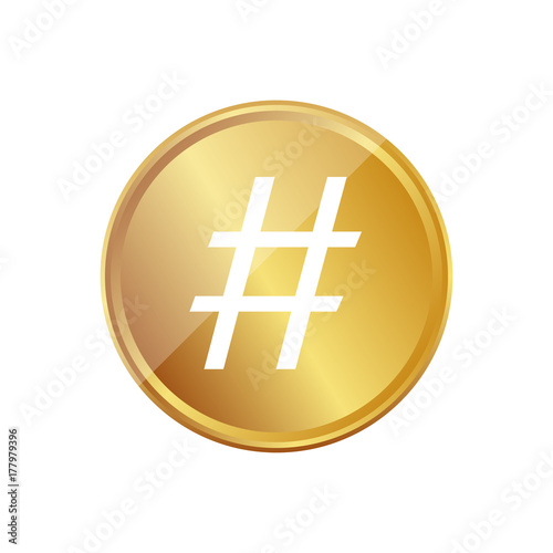 Gold Münze - Hashtag Symbol