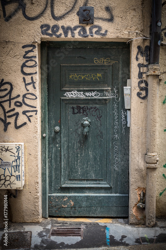 old door  old fashioned of the city of Lyon  France