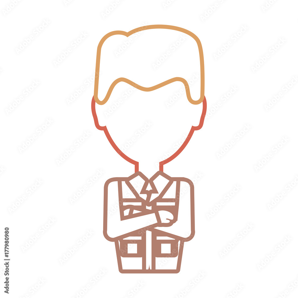 flat line colored safari man over white background vector illustration flat line colored safari man over white background vector illustration