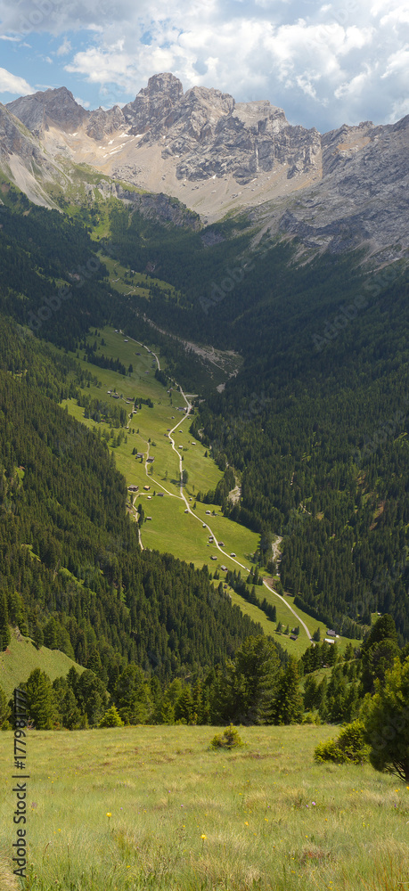 Obraz premium Deep valley in Dolomites, Italy