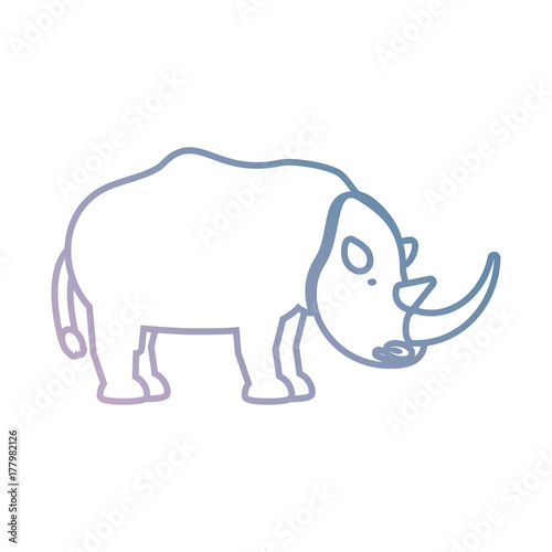 flat line colored   rhino over white backgroun vector illustration