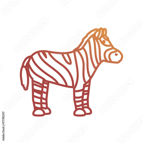 flat line colored zebra  over white background  vector illustration