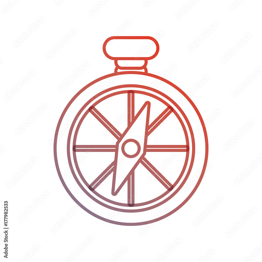 flat line colored compass over white background  vector illustration