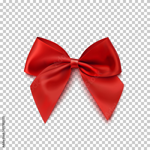 Fototapet Realistic red bow isolated on transparent background.