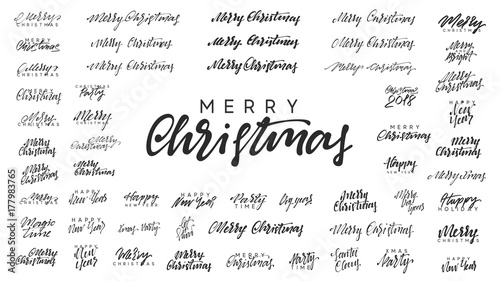 Merry Christmas and Happy New Year, black text calligraphy