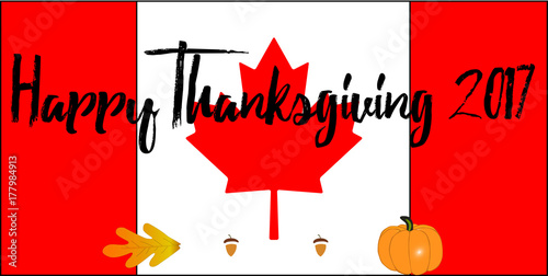 canadian-Happy Thanksgiving-flag-Happy thanksgiving day vector icon on canadian flag