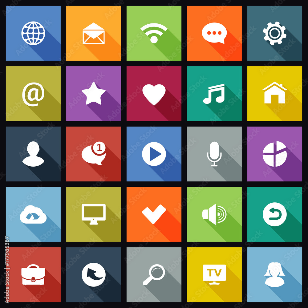 Set of flat icons for mobile app and web