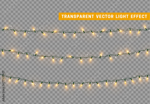Christmas lights isolated realistic. Garland string.