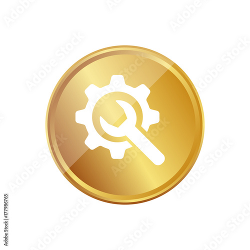 Gold Münze - Schraubenschlüssel mit Zahnrad