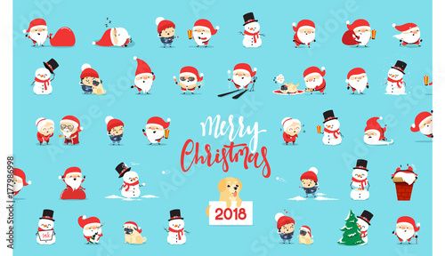 Santa Claus, collection Christmas characters in flat style