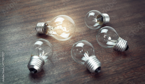 Light bulbs. leader concept