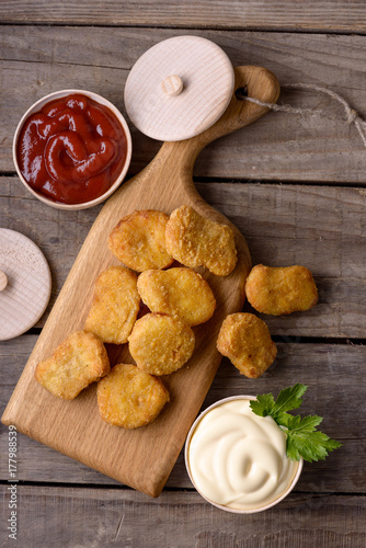 Chicken nuggets with sauces