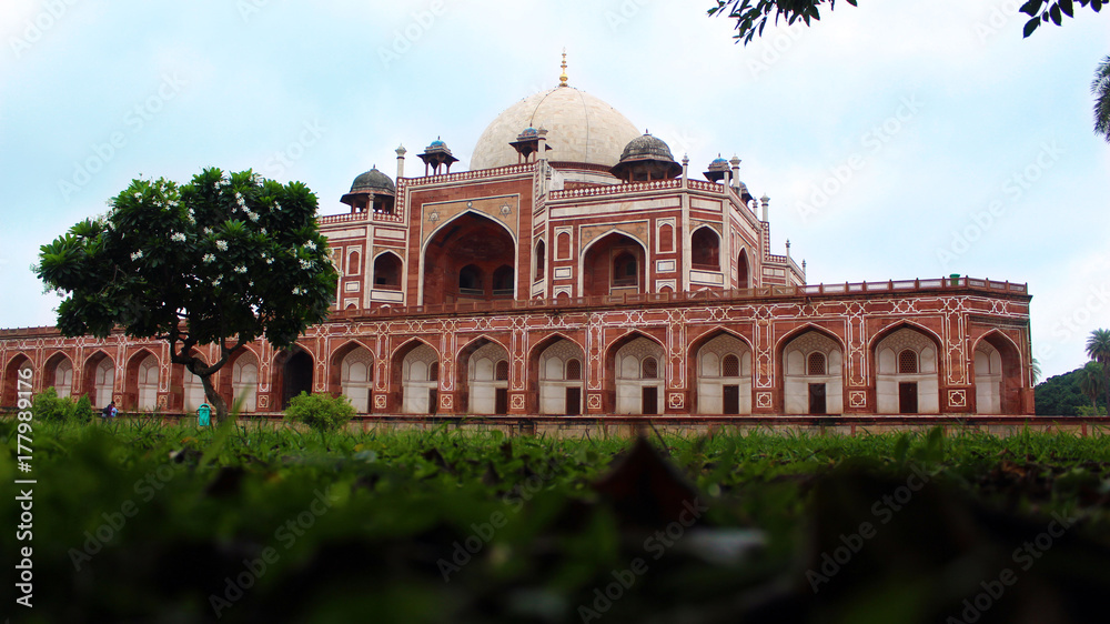 Humayun Tomb Full View from Ground Shot with Amazing Blue Sky