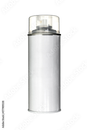 white aerosol can with paint isolated on white