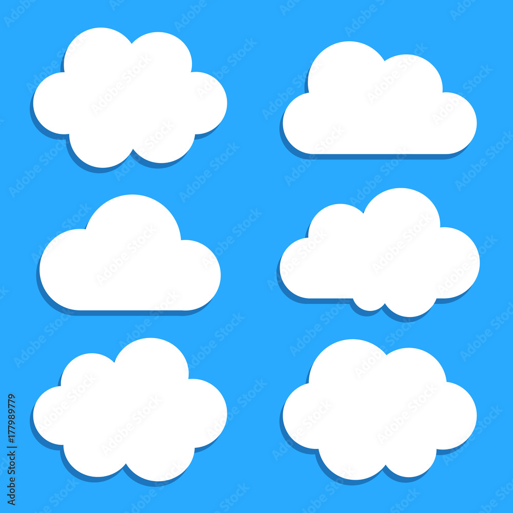 Clouds icons flat set vector network shape