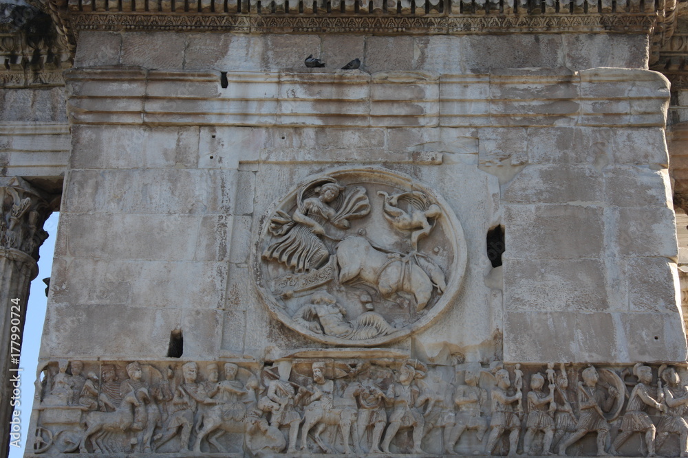Details of the Triumphal Arch of Constantine, dedicated in AD 315 to celebrate Constantine'
