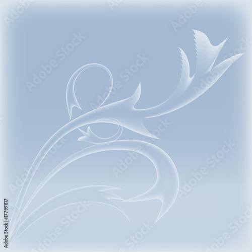 vector illustration of a frosty pattern in the form of branches on a blue glass background