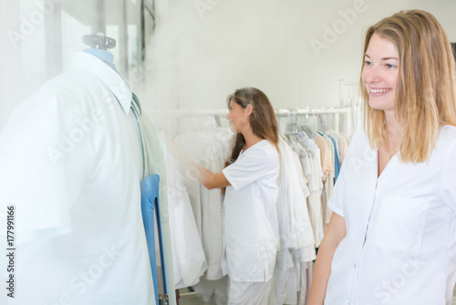 woman looking at the uniform