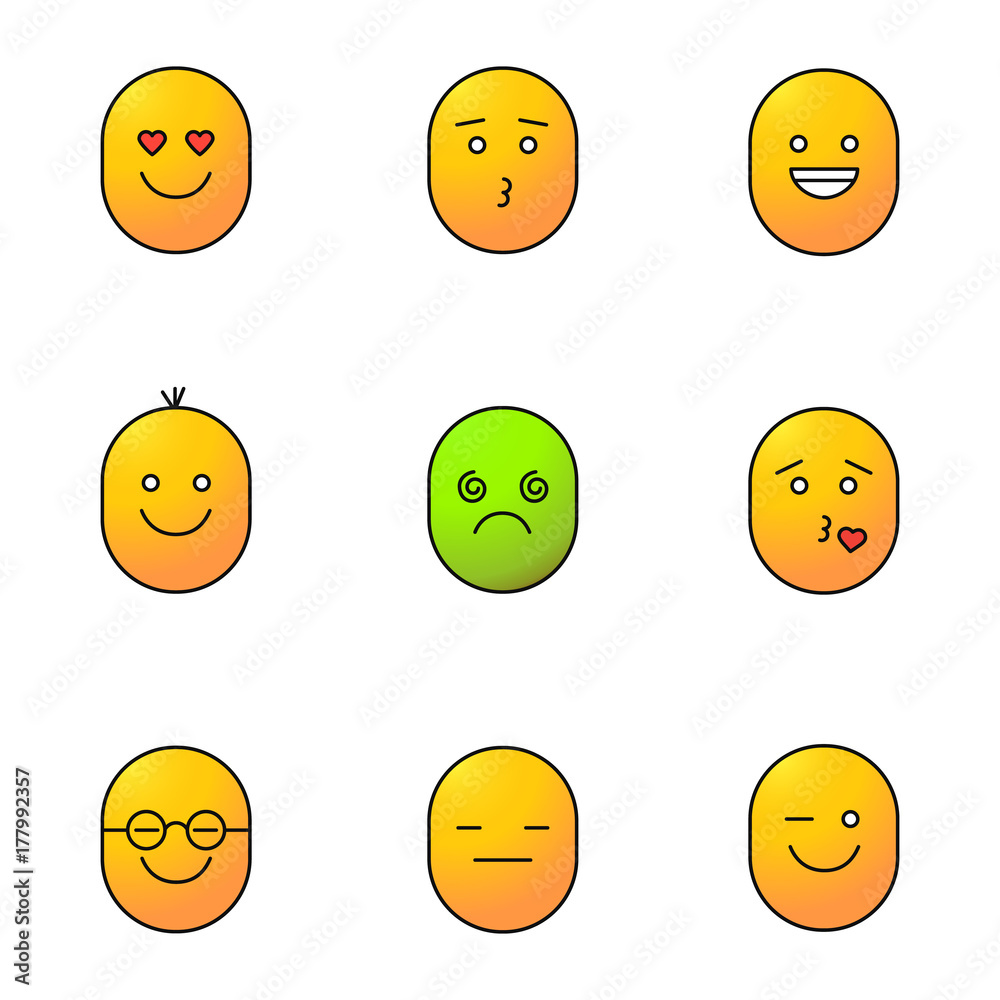 Smiles color icons set Smiles color icons set