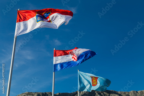 Trio of flags at Orebic