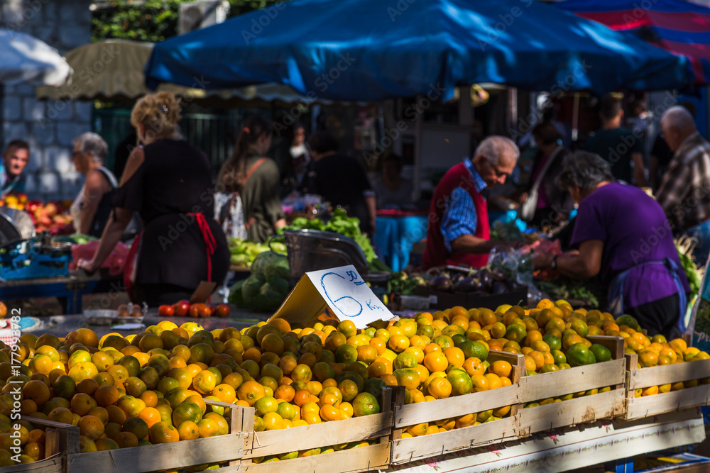 Fototapeta premium Crates of clementines