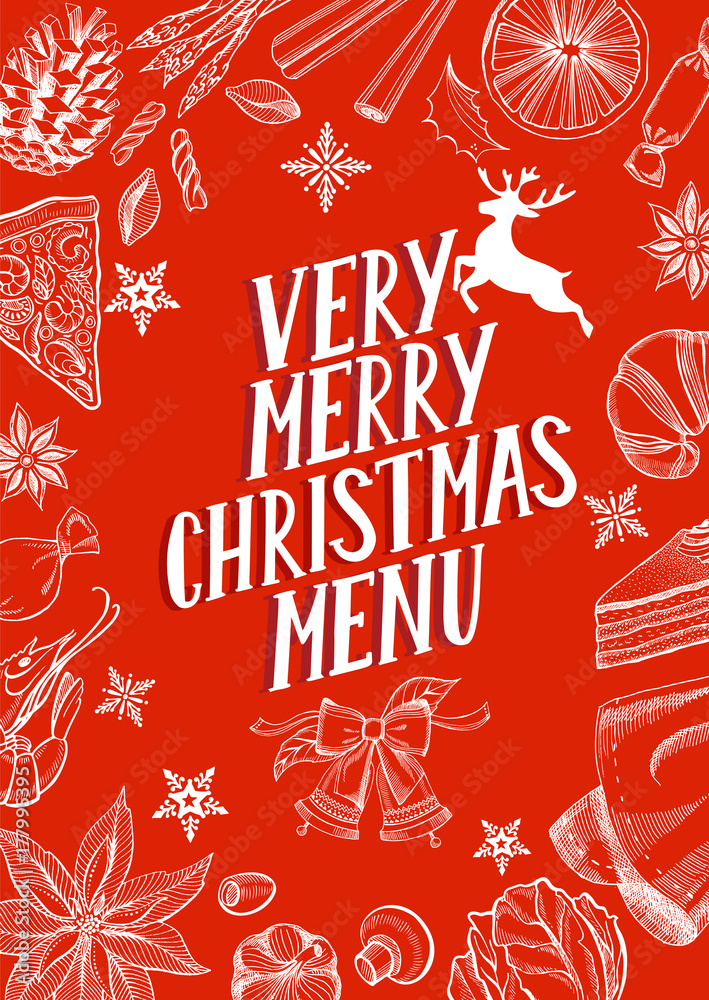 Naklejka premium Christmas menu food template for restaurant.