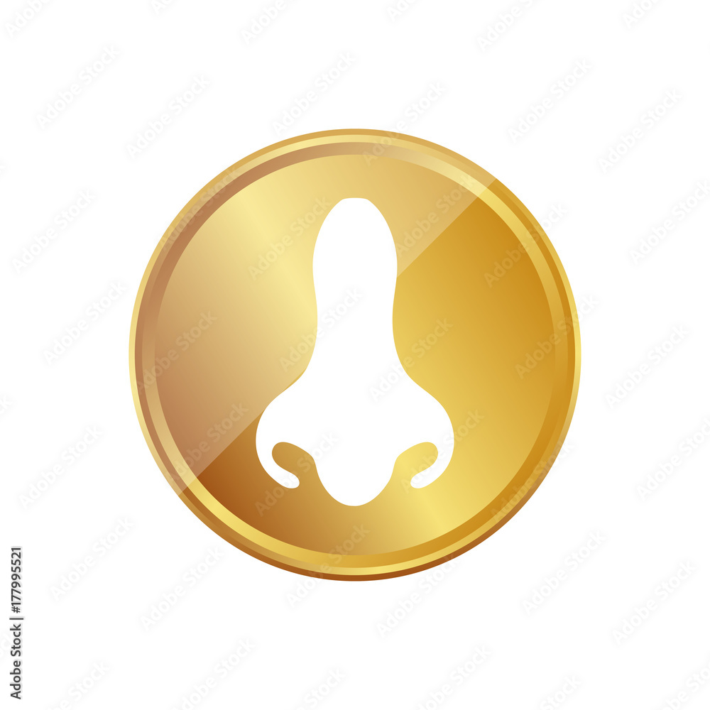 Fototapeta premium Gold Münze - Nase - Geruch