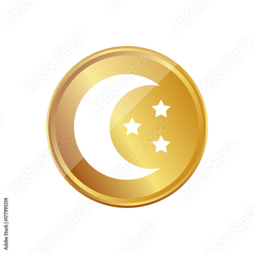 Gold Münze - Mond und Sterne