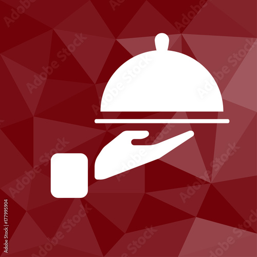 Servierplatte - Icon mit geometrischem Hintergrund rot