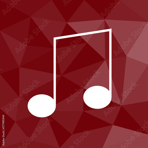 Achtelnoten - Icon mit geometrischem Hintergrund rot