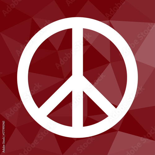 Peace Zeichen - Icon mit geometrischem Hintergrund rot