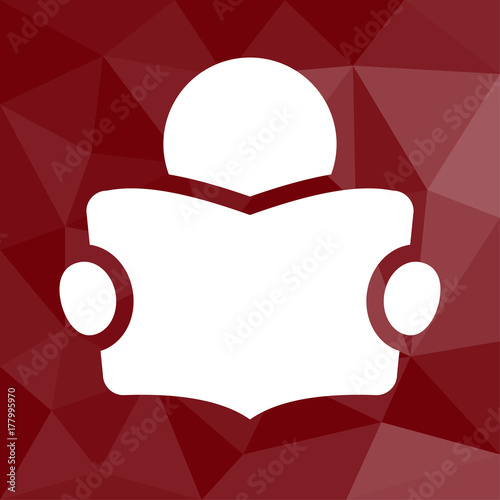 Leser - Icon mit geometrischem Hintergrund rot