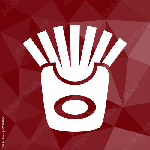 Pommes - Icon mit geometrischem Hintergrund rot