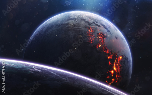 Fototapeta Naklejka Na Ścianę i Meble -  Lava planet. Deep space image, science fiction fantasy in high resolution ideal for wallpaper and print. Elements of this image furnished by NASA