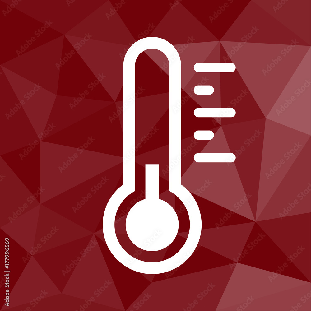 Thermometer kühl - Icon mit geometrischem Hintergrund rot Thermometer kühl - Icon mit geometrischem Hintergrund rot
