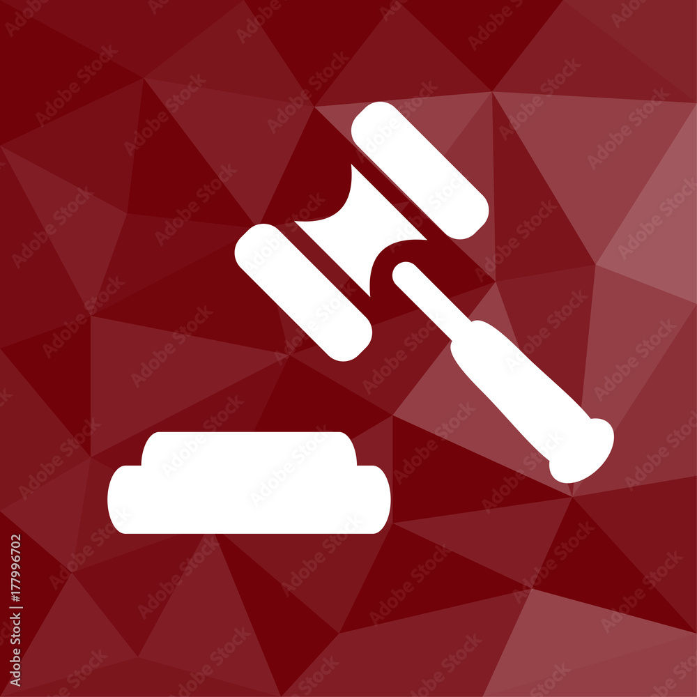 Richterhammer - Gericht - Icon mit geometrischem Hintergrund rot Richterhammer - Gericht - Icon mit geometrischem Hintergrund rot