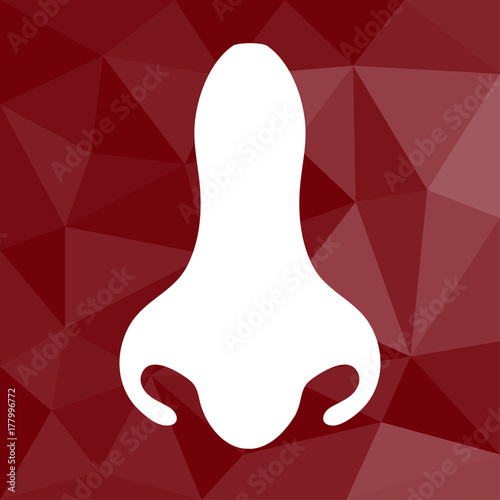 Nase - Icon mit geometrischem Hintergrund rot