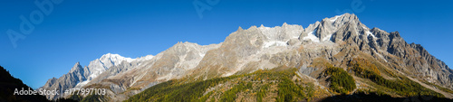 Peaks of the Grandes Jorasses from Val ferret, Aosta Valley, Italy