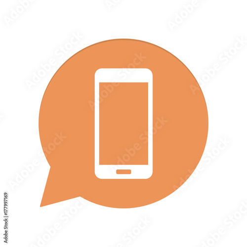 Orangene Sprechblase rund - Smartphone