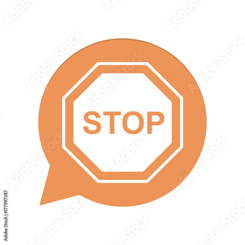 Orangene Sprechblase rund - Stoppschild