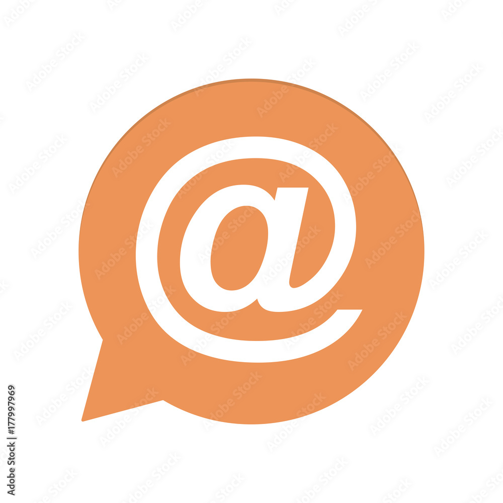 Orangene Sprechblase rund - At Zeichen - Mail Orangene Sprechblase rund - At Zeichen - Mail