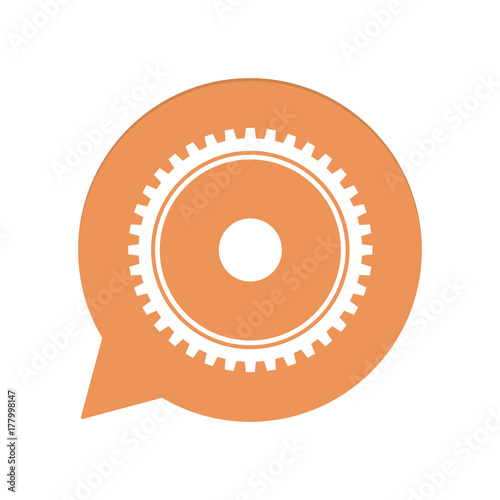 Orangene Sprechblase rund - Zahnrad - Bearbeiten