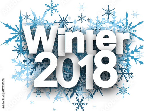 Winter 2018 background with snowflakes.