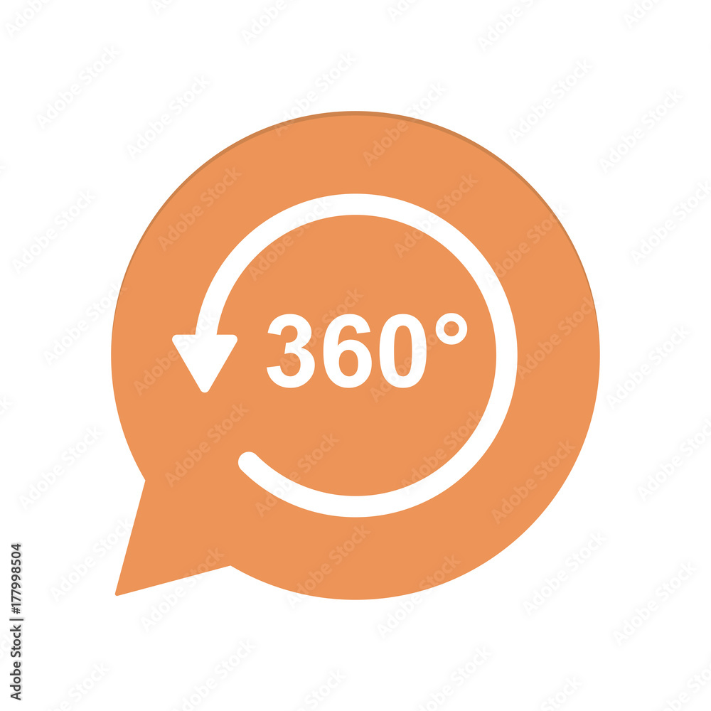 Orangene Sprechblase rund - 360 Grad - Virtuelle Realität Orangene Sprechblase rund - 360 Grad - Virtuelle Realität