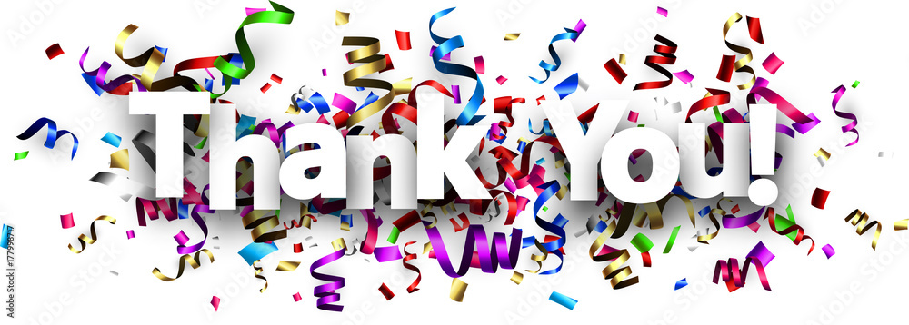 Thank you banner with colorful serpentine. Thank you banner with colorful serpentine.