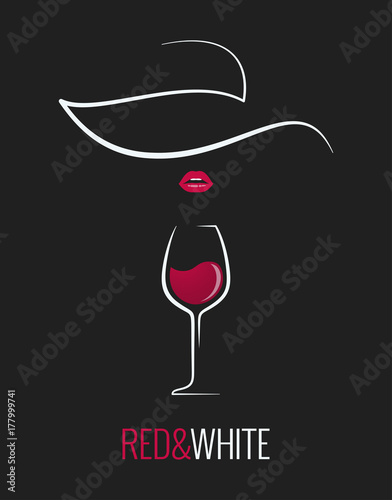 wine glass red and white concept design background