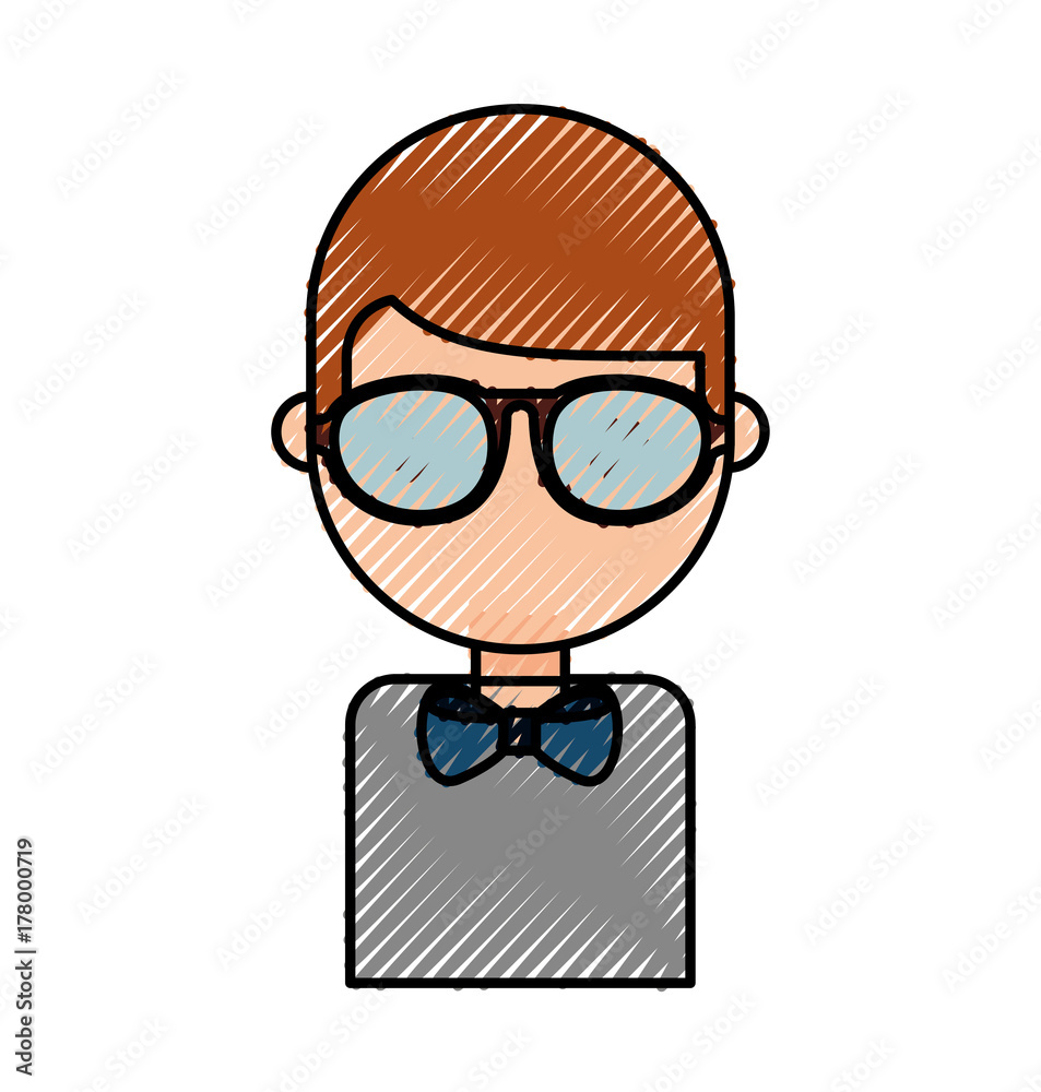 business young man character with glasses
