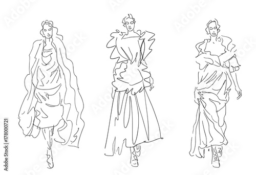  Stylized      Winter Sketched Fashion Models 