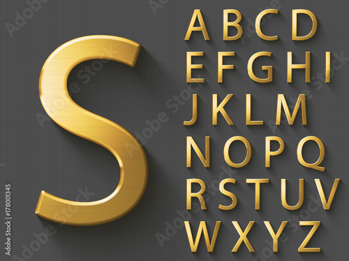 Photo Golden luxury 3D alphabet: uppercase English letters