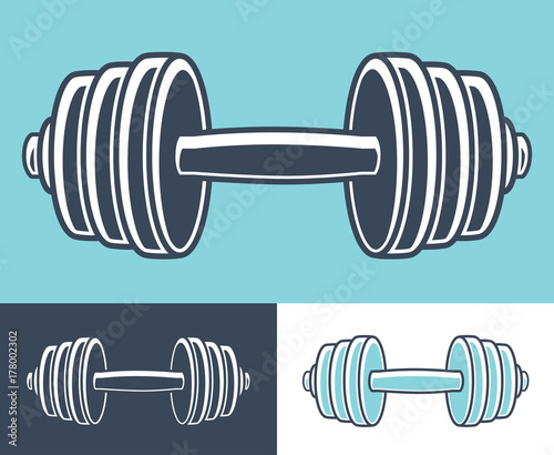 Dumbbell vector icons. Gym symbol.